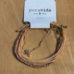 Pura Vida Pink, Peach & Gold Layered Friendship Bracelet